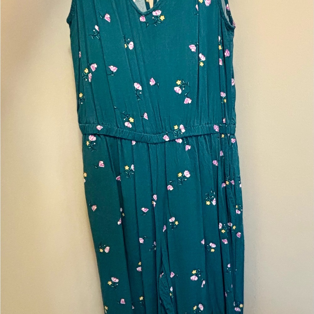 Floral Teal Sleeveless Jumpsuit